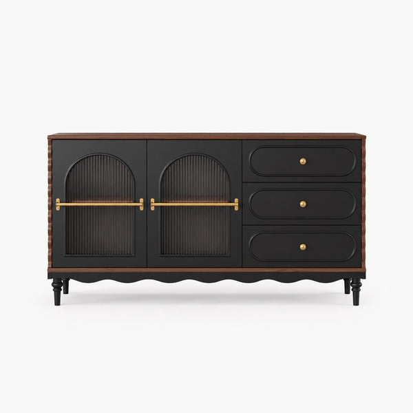 Marcel 62.9" Black Fluted-Glass Sideboard