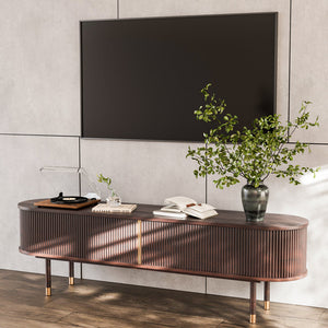 Solenne 70.8" Fluted Rubberwood TV Stand