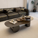 Modern Irregular Coffee Table Set Cloud-Shaped with Glass Accent Top Sculptural Base for Contemporary Living Rooms