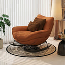 Modern Rocking Lounge Chair Upholstered Fabric Accent Chair with Curved Design and Metal Base