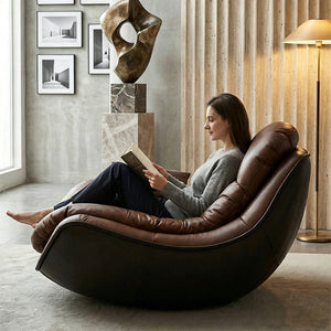 Modern Oversized Faux Leather Lounge Chair Deep Seat Lazy Sofa Accent Chair