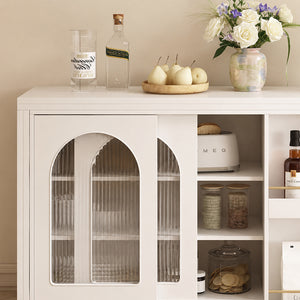 Pivot Rotating Fold-Out Dining Table Sideboard with Storage