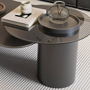 Modern Irregular Coffee Table Set Cloud-Shaped with Glass Accent Top Sculptural Base for Contemporary Living Rooms