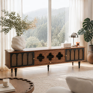 Caspian 78" Mid-Century TV Stand with Fluted Glass Doors