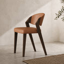 Eden Sculpted Wood & PU Leather Dining Armchairs, Set of 2