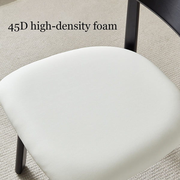 Nico Curved-Back Rubberwood Dining Chair with PU Seat