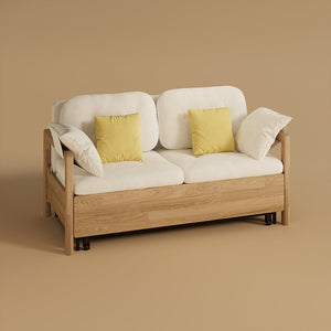 Sofa Bed with Storage Space Convertible Design Solid Wood Sponge Fabric