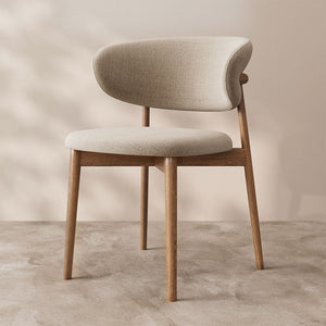 2PCS Dining Chair Modern Ash Wood Frame Curved Backrest