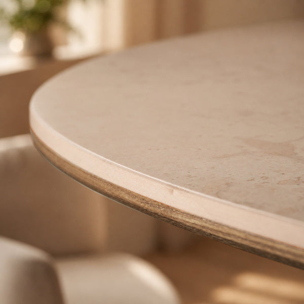 Oval Dining Table Solid Wood Walnut Veneer Base Scratch Resistant Sintered Stone Top Modern Stylish Design
