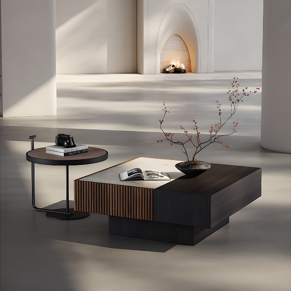Nexo Walnut-Finish Nesting Coffee Table Set