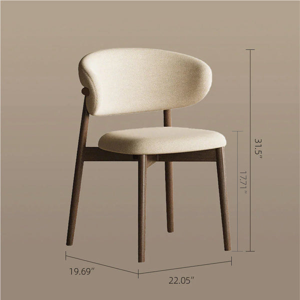 2PCS Dining Chair Modern Ash Wood Frame Curved Backrest