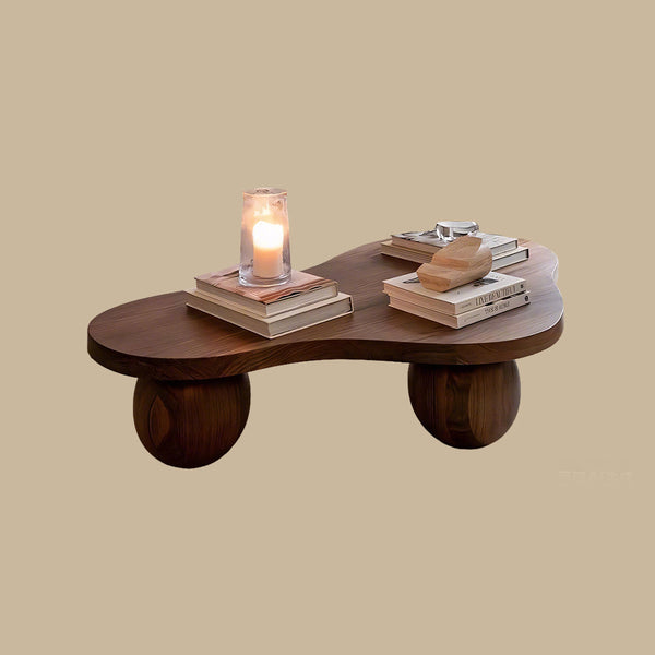 Modern Organic Wooden Coffee Table with Sculptural Legs Contemporary Wood Accent Table for Living Room