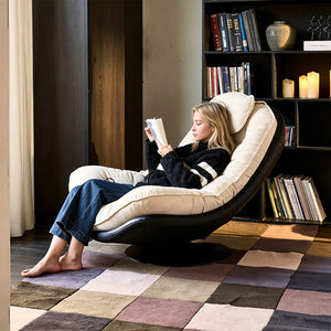 Astra Oversized Swivel Lounge Chair with Tufted Velvet Cushion