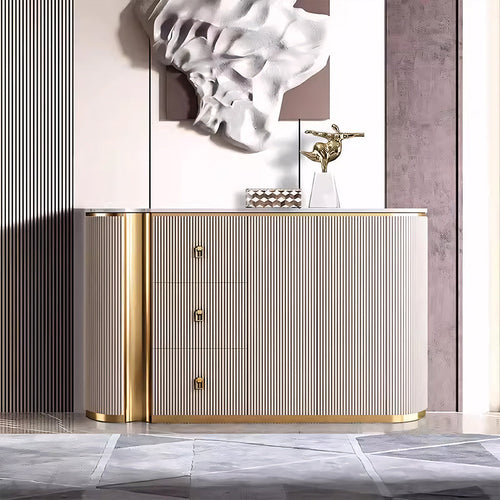 58.5'' Modern Luxe Sideboard with 3 Drawers Khaki & Gold Elegance