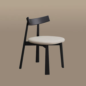 Nico Curved-Back Rubberwood Dining Chair with PU Seat