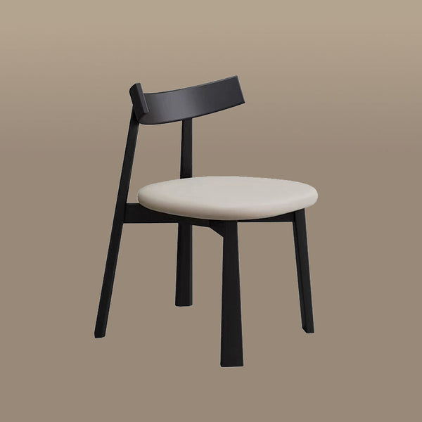 Nico Curved-Back Rubberwood Dining Chair with PU Seat