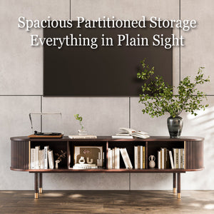 Solenne 70.8" Fluted Rubberwood TV Stand