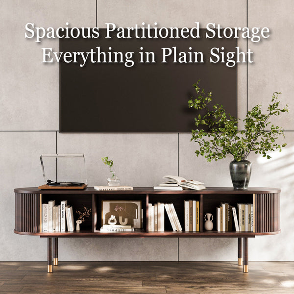 Solenne 70.8" Fluted Rubberwood TV Stand