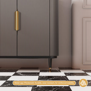 59'' Modern Luxury Elegant Gray and Gold Sideboard with Shelves