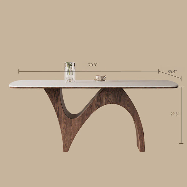 Modern Luxury Dining Set Sculptural Wood & Marble-Effect Table × White-and-Gold Buffet Cabinet