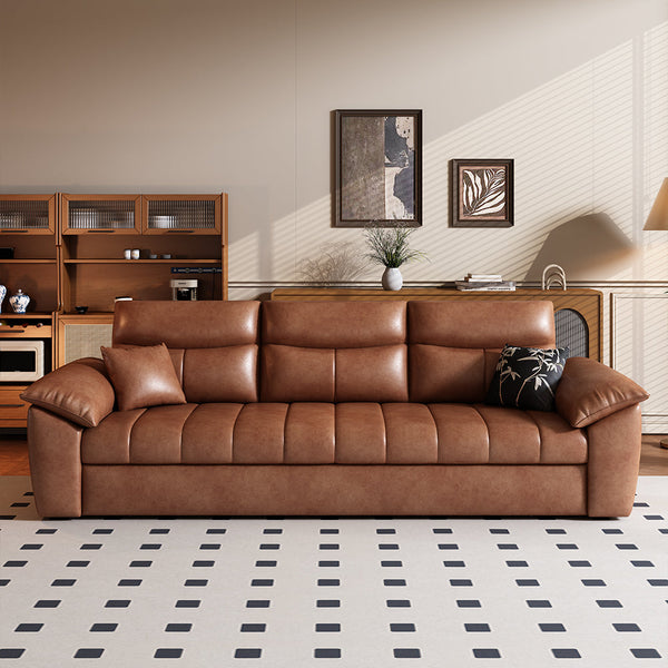 Front view of sofa bed with comfortable cushioned seating surface
