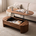 46.8'' Oval Lift Top Coffee Table Medium Size Wooden Finish Hidden Storage Elegant Design