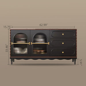 Marcel 62.9" Black Fluted-Glass Sideboard