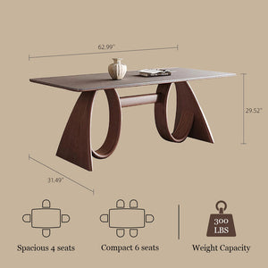 Contemporary Wooden Dining Table with Ceramic Top Modern Aesthetic