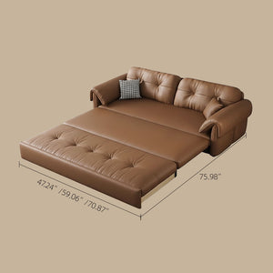Contemporary Faux Leather Sofa Bed Sleeper Sofa with Hidden Storage & Metal Frame