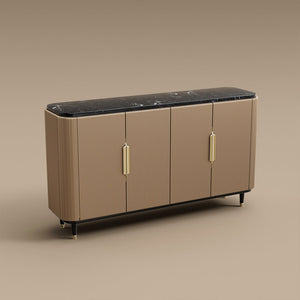 59'' Modern Luxury Elegant Gray and Gold Sideboard with Shelves