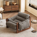 Modern Oil Waxed Leather Lounge Chair Solid Wood Frame Deep Seat Vintage Accent Armchair