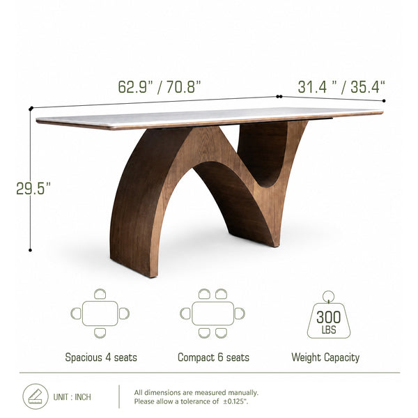 Calder 62.9"/70.8" Sintered Stone Dining Table