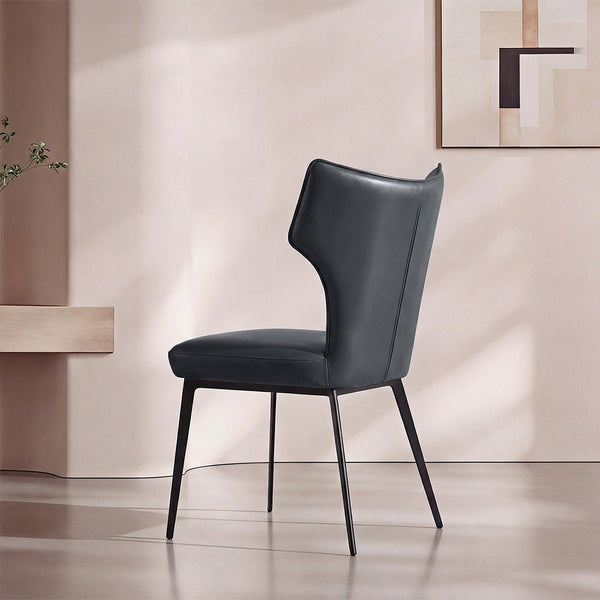 Ezra Sculpted High-Back Faux Leather Dining Chair
