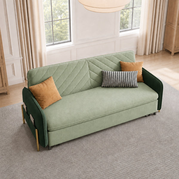 Lennox 47"/70" Velvet Pull-Out Sofa Bed with Storage