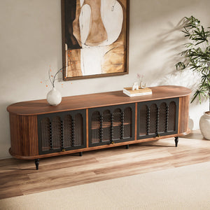 78" Flipper Glass Door Mid-Century Modern TV Stand