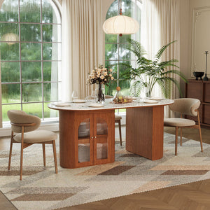 Tavian 70"/78" Oval Sintered Stone Dining Table with Storage