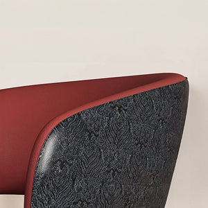 Set of 2 Modern Artistic Dining Chair Upholstered Seat Sculptural Textured Backrest Metal Frame Accent Chair