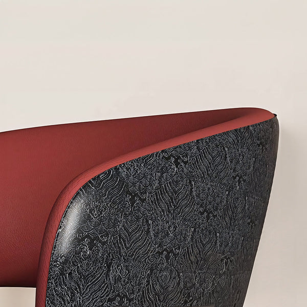 Set of 2 Modern Artistic Dining Chair Upholstered Seat Sculptural Textured Backrest Metal Frame Accent Chair
