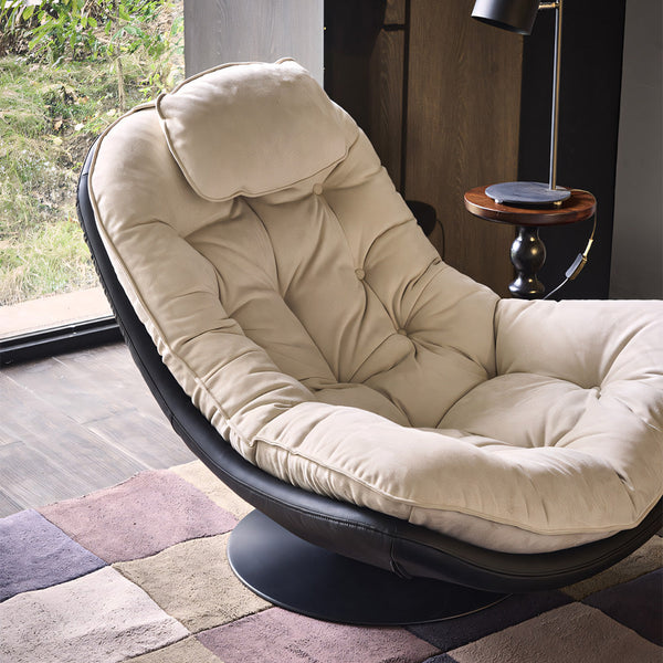 Astra Oversized Swivel Lounge Chair with Tufted Velvet Cushion
