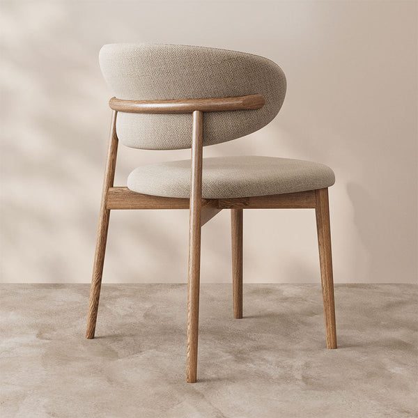 2PCS Dining Chair Modern Ash Wood Frame Curved Backrest
