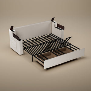 83'' 3-Seater Pull-Out Sleeper Sofa with Storage & USB Port