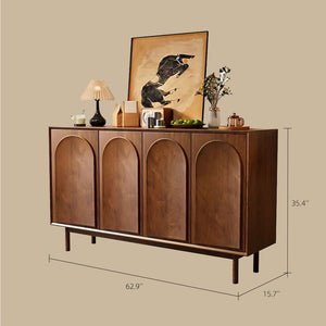 47.2''/62.9'' Modern Solid Wood Sideboard Cabinet Storage Buffet with Drawers & Arched Door Design