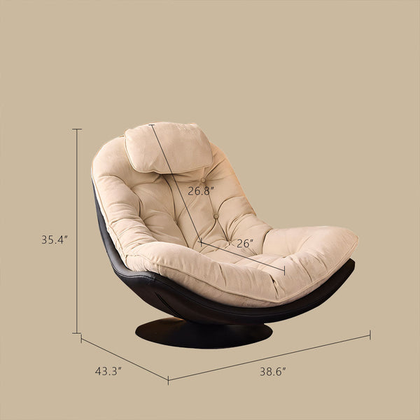 Astra Oversized Swivel Lounge Chair with Tufted Velvet Cushion