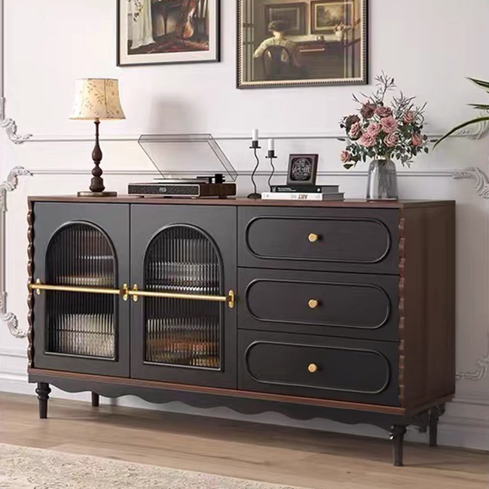 Marcel 62.9" Black Fluted-Glass Sideboard