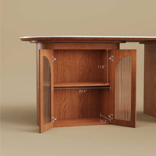 Tavian 70"/78" Oval Sintered Stone Dining Table with Storage