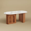 Tavian 70"/78" Oval Sintered Stone Dining Table with Storage