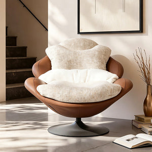 Modern Oversized Swivel Lounge Chair with Plush Cushion and Wraparound Backrest