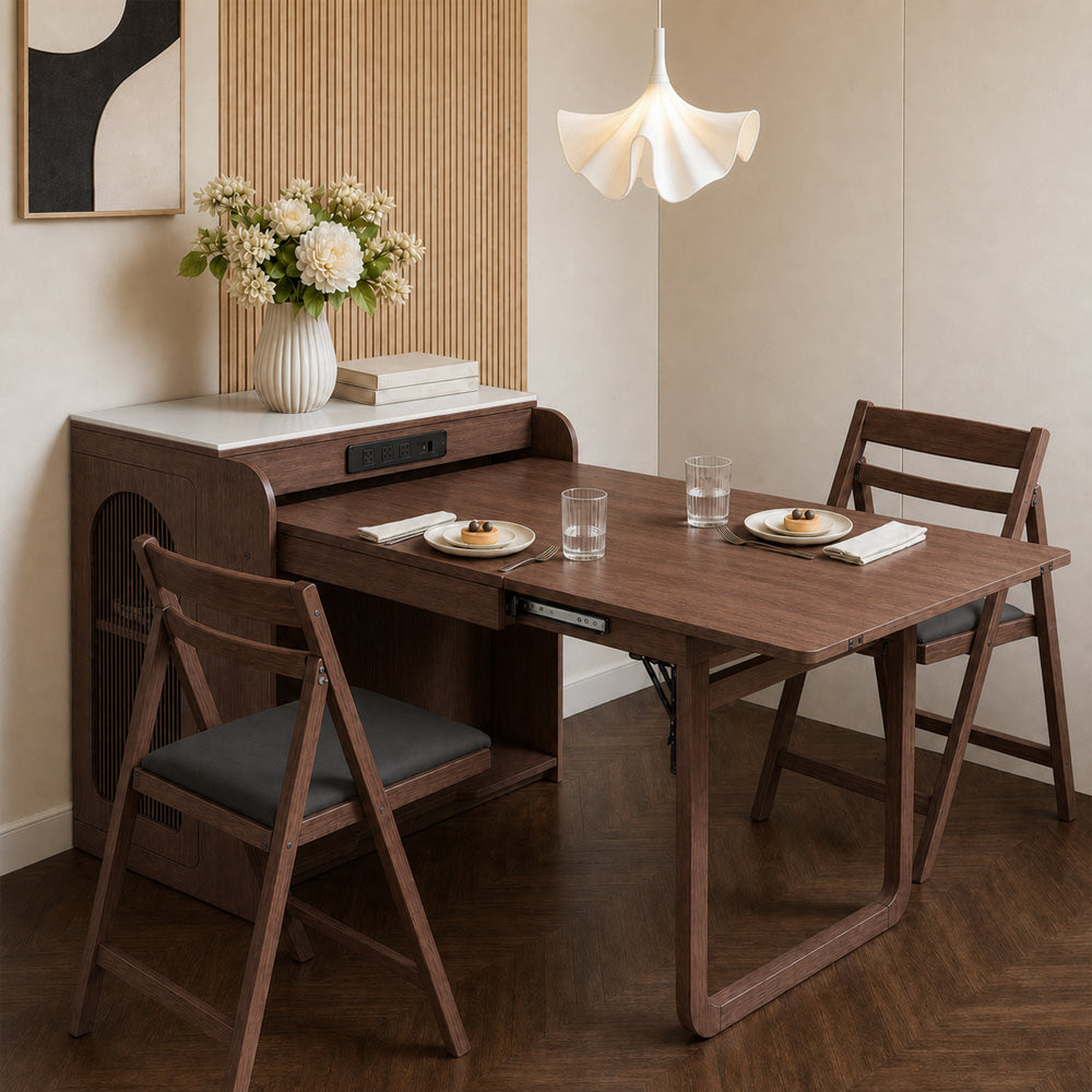 Atlas 74.8" Freestanding Murphy Dining Table with Chair Storage