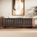 78" Flipper Glass Door Mid-Century Modern TV Stand