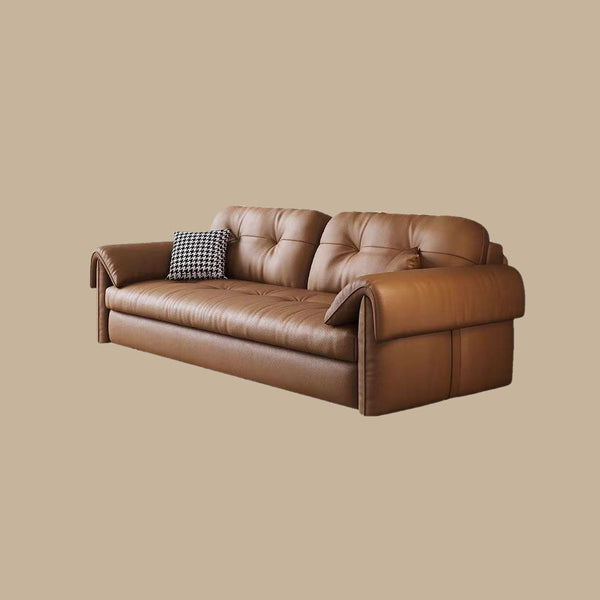 Contemporary Faux Leather Sofa Bed Sleeper Sofa with Hidden Storage & Metal Frame